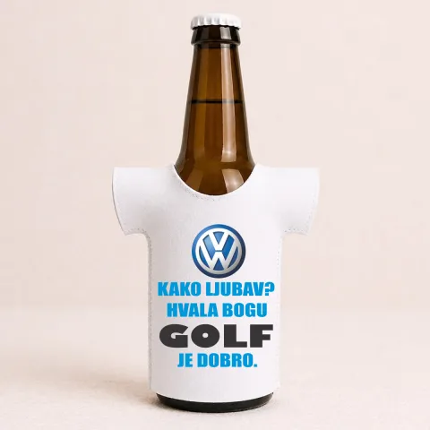Kako ljubav? Hvala bogu GOLF je dobro - Majica za flaše – proizvod sa printom