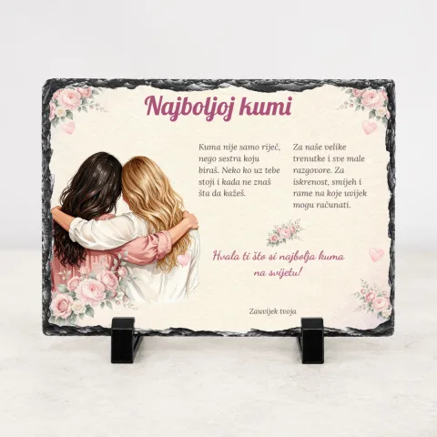 Najboljoj kumi · Sestra srcem · Foto kamen – vodoravno