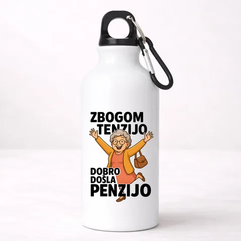 Збогом тензијо добро дошла пензијо 2 - Алуминијумска боца – артикл са принтом