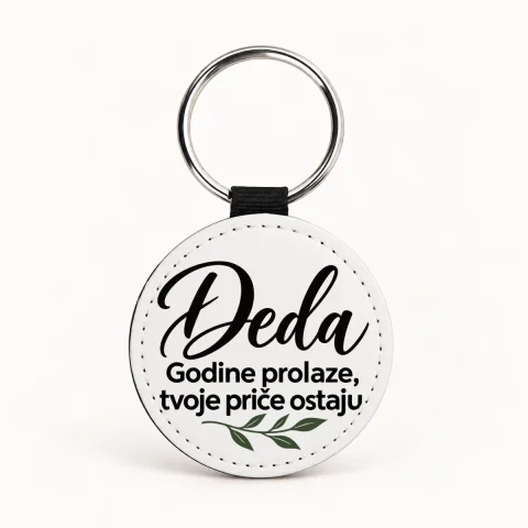 Deda — Godine prolaze, tvoje priče ostaju - Kožni privjesak — okrugli