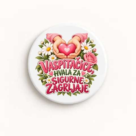 Vaspitačice, hvala za sigurne zagrljaje - Keramički magnet — okrugli