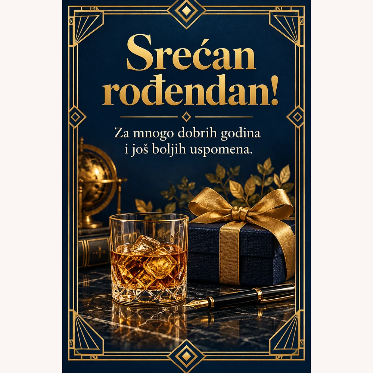 Čestitka · Srećan rođendan - Elegantno plava – prikaz proizvoda