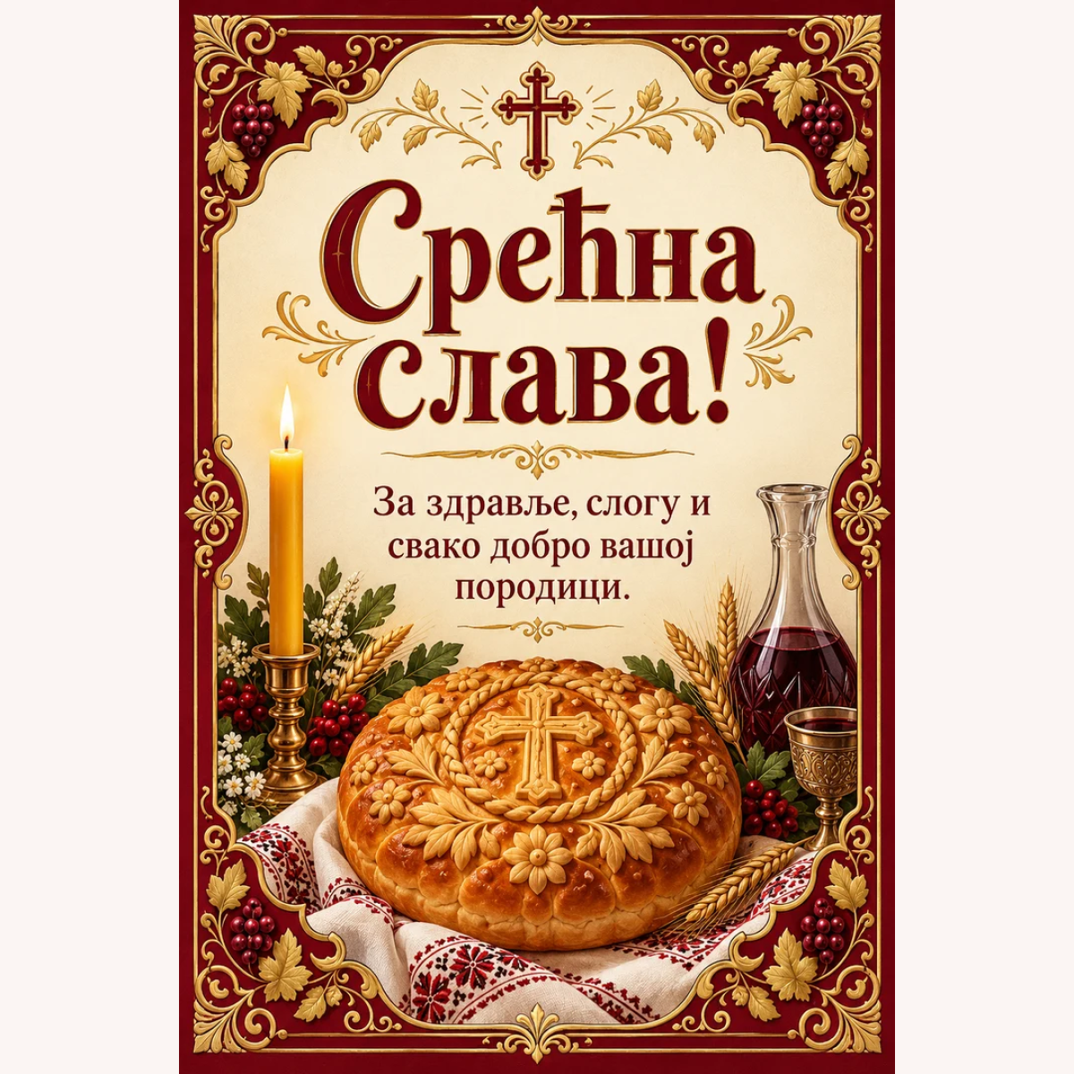 Čestitka · Срећна слава - Златни украс – prikaz proizvoda