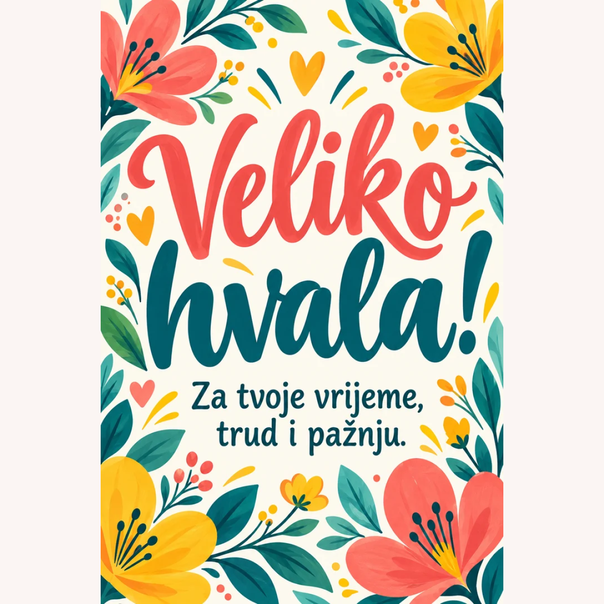 Čestitka · Veliko hvala - Šarena – prikaz proizvoda