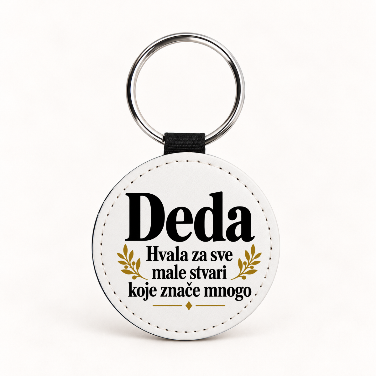 Deda — Hvala za sve male stvari koje znače mnogo - Kožni privjesak — okrugli – prikaz proizvoda