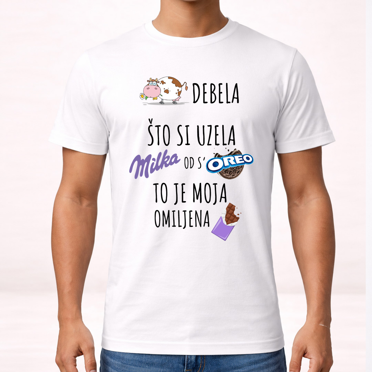 Kravo debela sto si uzela milka od s oreo - Majica – prikaz izdelka