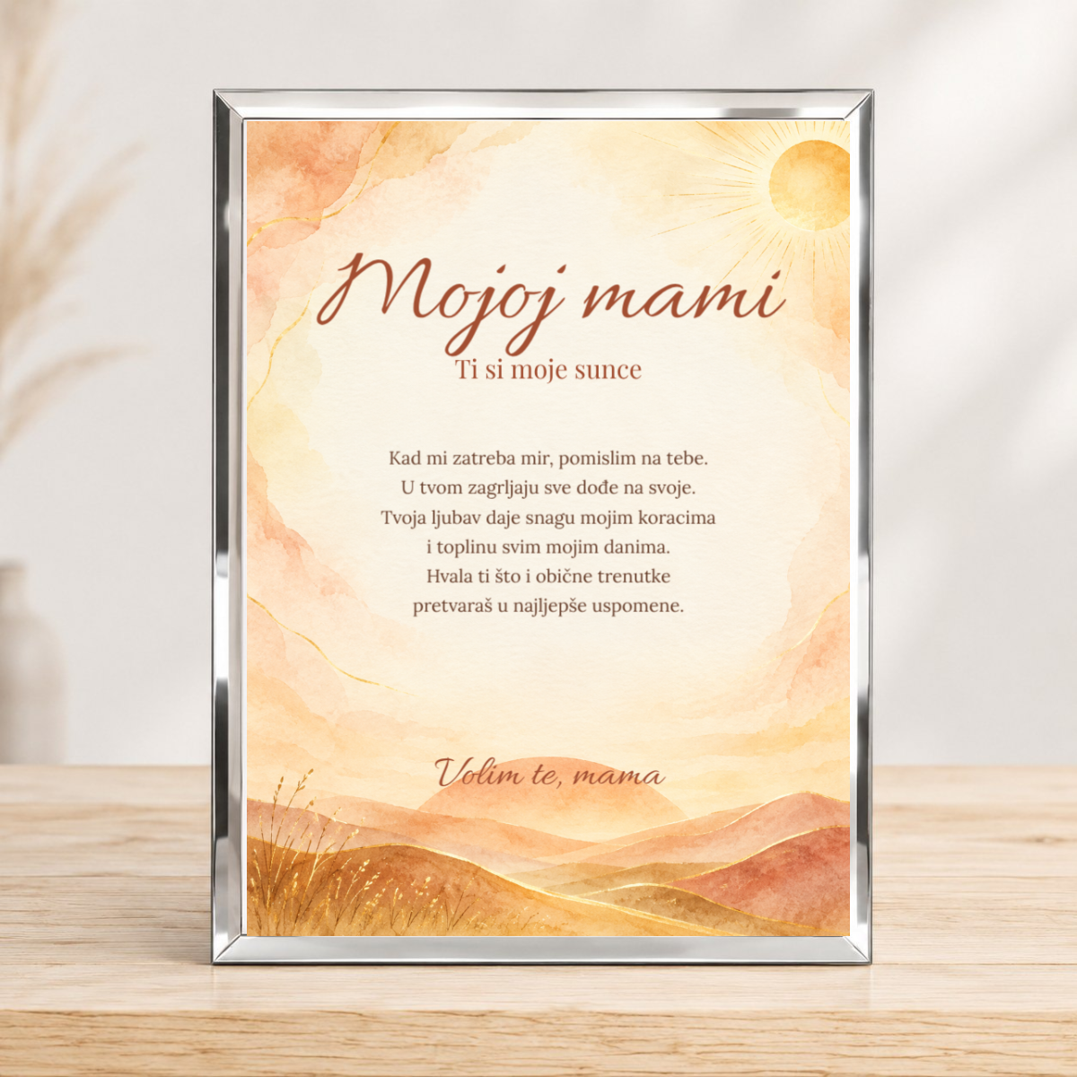 Mama · Sunčani zagrljaj · Foto staklo – uspravno – prikaz proizvoda