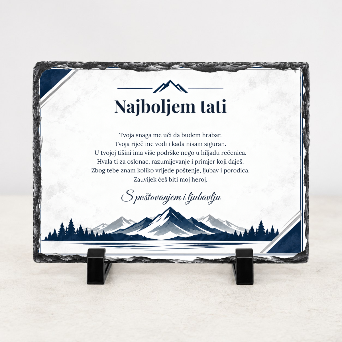Najboljem tati · Foto kamen – vodoravno – prikaz proizvoda