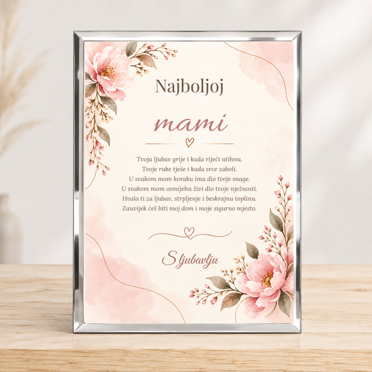 Najboljoj mami · Foto staklo – uspravno – prikaz proizvoda