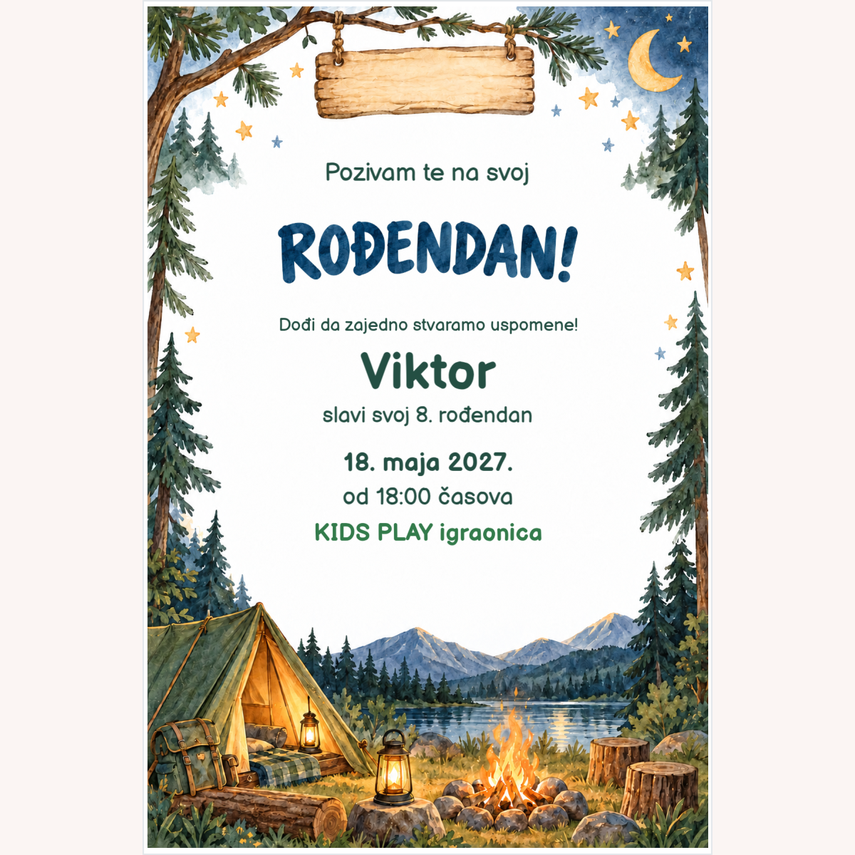 Pozivnica · Kamp pod zvijezdama – prikaz izdelka