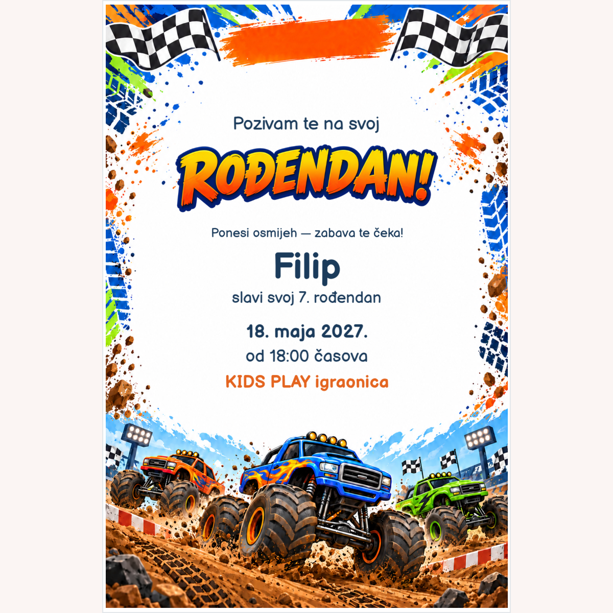 Pozivnica · Monster truck proslava – prikaz proizvoda