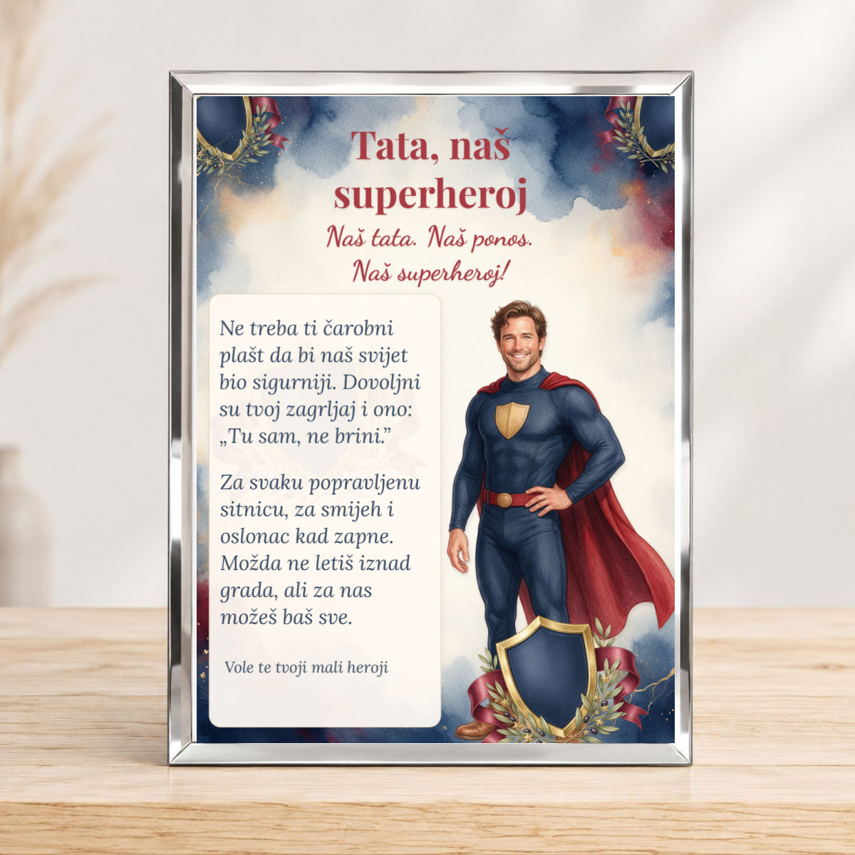 Tata · Naš superheroj · Foto staklo – uspravno – prikaz proizvoda