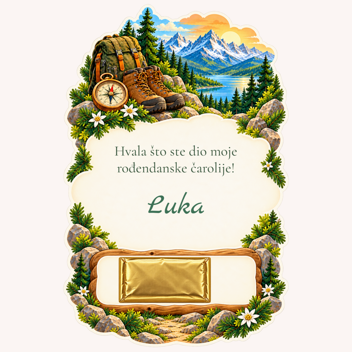 Zahvalnica · Planinska avantura – prikaz proizvoda